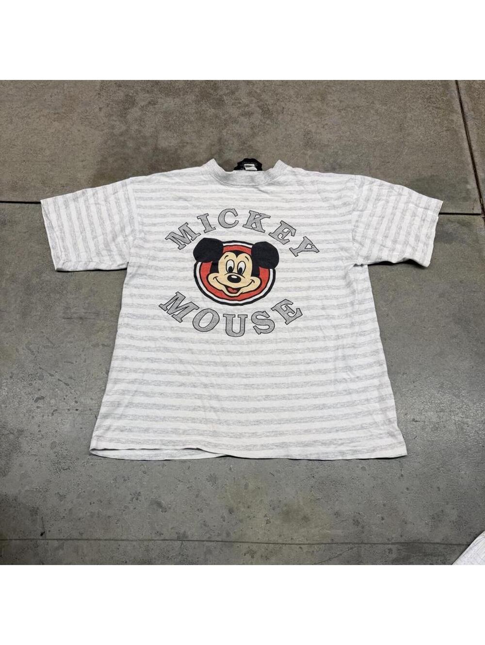 vintage mickey mouse striped disney grey made in usa shirt size medium
